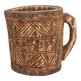 Indian Carved Wood Vase-Gorolca