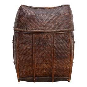 Large Antique Handwoven Nepalese Tharu Basket
