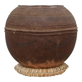 Antique Engraved Clay Water Pot