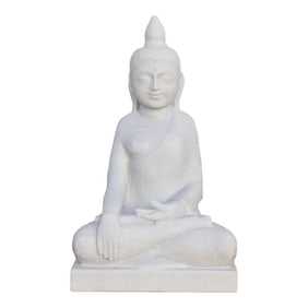 Handcarved Marble Burmese Meditating Buddha