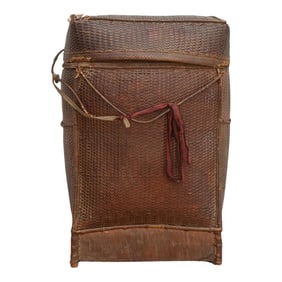 Rare Antique Double Woven Storage Basket From Burma