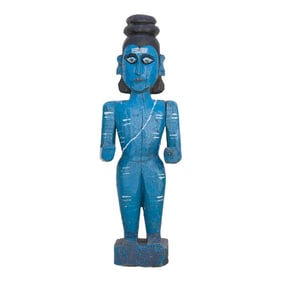 Antique Blue Ceremonial Shiva Statue