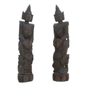 Set of Two, Stunning Bali Carved Statues