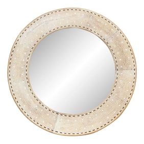 Large Bleached Wood Zellige Inlay Mirror