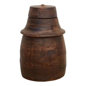 Antique Rustic Lidded Nepalese Food Jar
