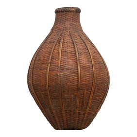 Antique Rattan Fish Basket From Nepal