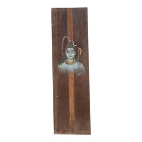 Tall Antique Painted Shiva Wood Panel