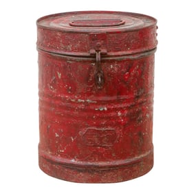 Crimson Rustic Metal Drum Container