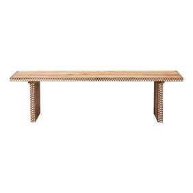 Reclaimed Teak Parson Mother of Pearl Inlay Bench