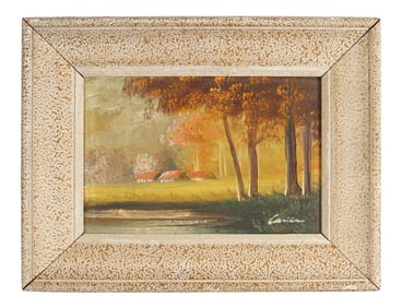 Antique French Provincial Oil on Canvas Painting