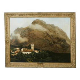 Late 19th Century Italian Mountain Landscape Oil Painting by Henry Pember Smith, Framed