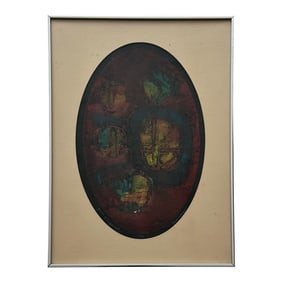 Vintage Boho Abstract Oil on Canvas