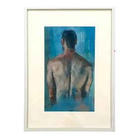 Vintage Boho Portrait of a Man Oil Pastel on Canvas