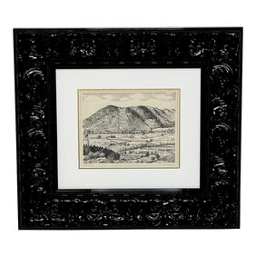 British 20th Century Drawing Historic Landscape Low Fell Lake District by Alfred Wainwright Framed &