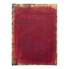 Vintage Boho Abstract Mixed Media Newspaper on Board