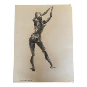 Vintage Boho Signed Original Nude Sketch