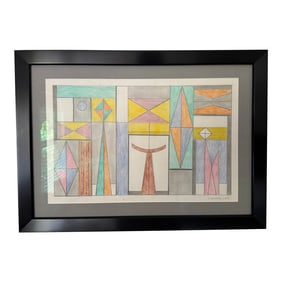 Mario Carreno Cuban (1913 - 1999) Pencil and Crayon on Paper - Art 12" X 18" Coa, Framed