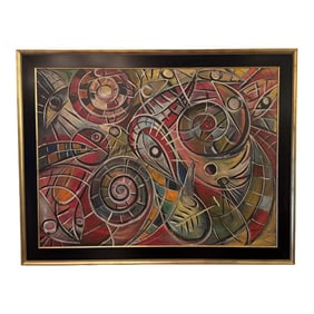 Carlos Alfonzo 1987, Cuban, Oil on Canvas Abstract Painting 54 1/2" X 42 1/2", Framed