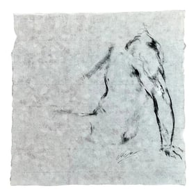 Late 20th Century Vintage Boho Nude Sketch of Man