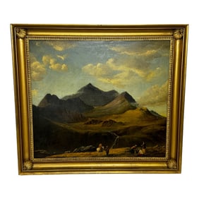 Early 19th Century Oil Painting Mount Snowdon North Wales Attributed Edward William 1781-1855, Frame