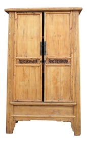 Grand Antique Pine Carved Armoire