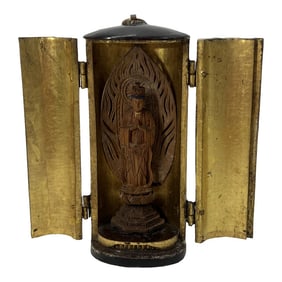 Antique Japanese Meiji Period Lacquer & Giltwood Zushi Shrine, Traveling Alter