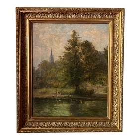 19th Century, English School Landscape O/C "Salisbury Cathedral"
