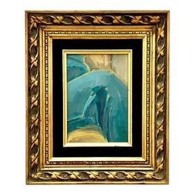 Vintage Abstract Oil Painting in Gold Frame