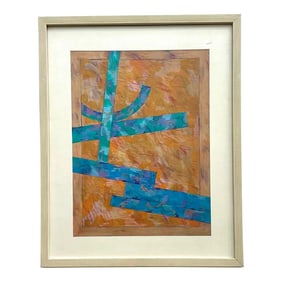 Vintage Boho Abstract Mixed Media on Paper