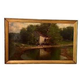 Harry Sunter (American, 1850-1900) "Old Mill by the River in Massachusetts"