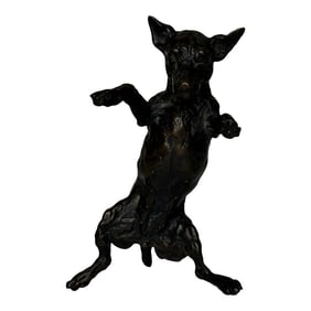 Late 20th Century First Edition British Standing Dog Jack Russell Patinated Bronze Sculpture by Lucy