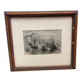19th Century Blackstone River Print Framed & Matted