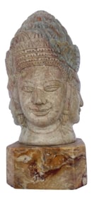Soapstone Hand-Carved Bust of Brahma With Four Faces