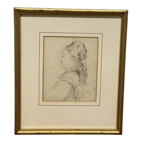 19th Century, American Pencil Drawing of Ann Eugene Dalton Circa 1888.