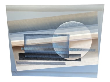 Original Oversized Blue Cubist Style Geometric Painting