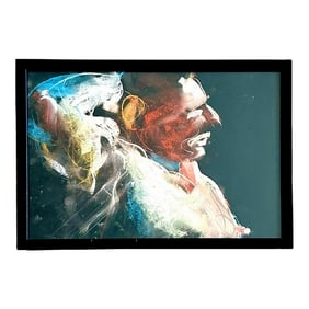 Vintage Boho Oil Crayon Figural Painting on Paper