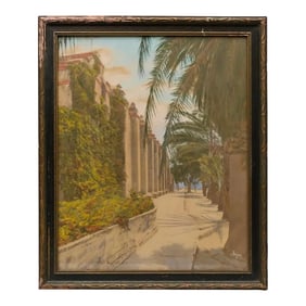 Hand Color Photograph of a Spanish Mission by Charles Henry Sawyer 1941