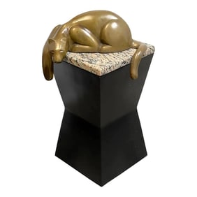Mid 20th Century Modern Bronze of a Resting Panther