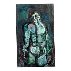 Vintage Boho Monumental Abstract Oil Painting