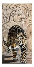 Large Oil on Canvas, Mayan Jaguar by Kindrie Grove 2002