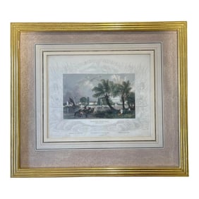 Antique Engraving "Chelsea Hospital, Middlesex" Giltwood Frame Circa 1834