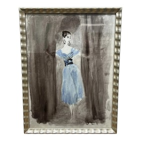 Late 20th Century Soicher Marin Vogue Magazine Carl Erickson Fashion Illustration Print, Framed