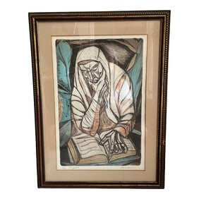 Mid 20th Century Vintage Framed Print "Prophet" Signed & Numbered Irving Amen