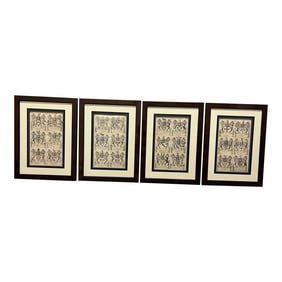 19th Century "Earls" Armorial Etchings, Framed - Set of 4