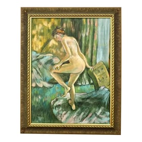 Vintage Boho Original Oil on Canvas Nude Figural of Woman Signed by the Artist
