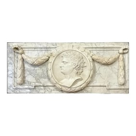19th Century Italian Carved Marble Architectural Frieze Sculpture of Caesar