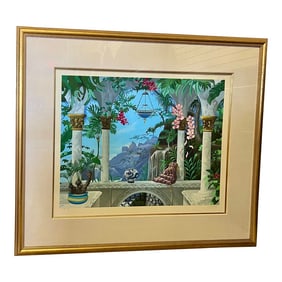 Vintage Colorful Large Framed Art Ap Signed John Kiraly