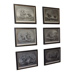 Black & White Framed Neoclassical Prints - Set of 6
