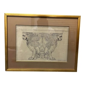 19th Century Italian Architectural Drawing on Paper, Framed