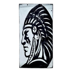 Vintage Native American Painting Oil on Wood